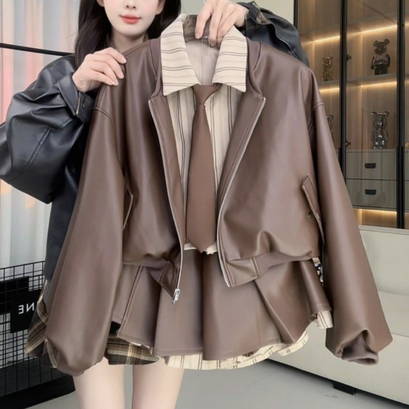 Summer Clothing Juniors - Veste en cuir et jupe mi-longue