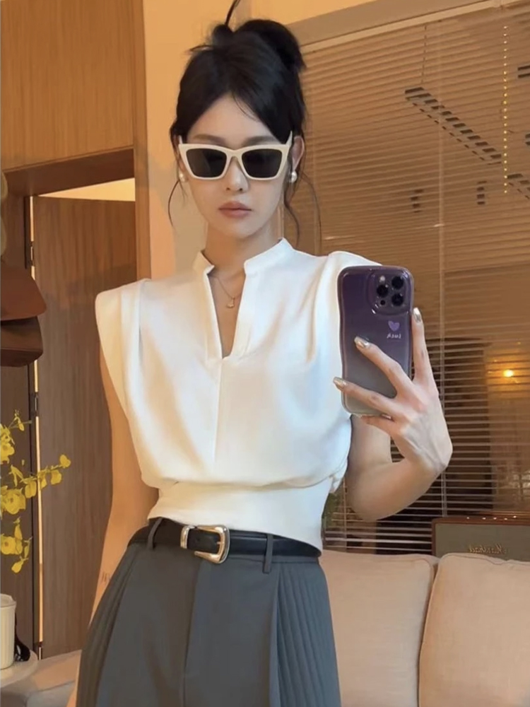 Summer Clothing Brands - Chemise rétro à col montant et