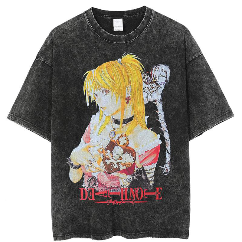 Vintage Summer Clothing Men - T-shirt vintage délavé imprimé rétro Death