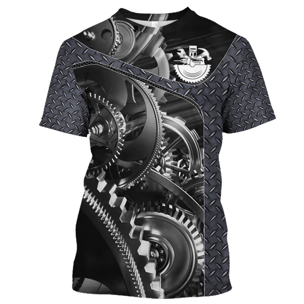 Summer Clothing Name - T-shirt vintage imprimé mécanique 3D pour