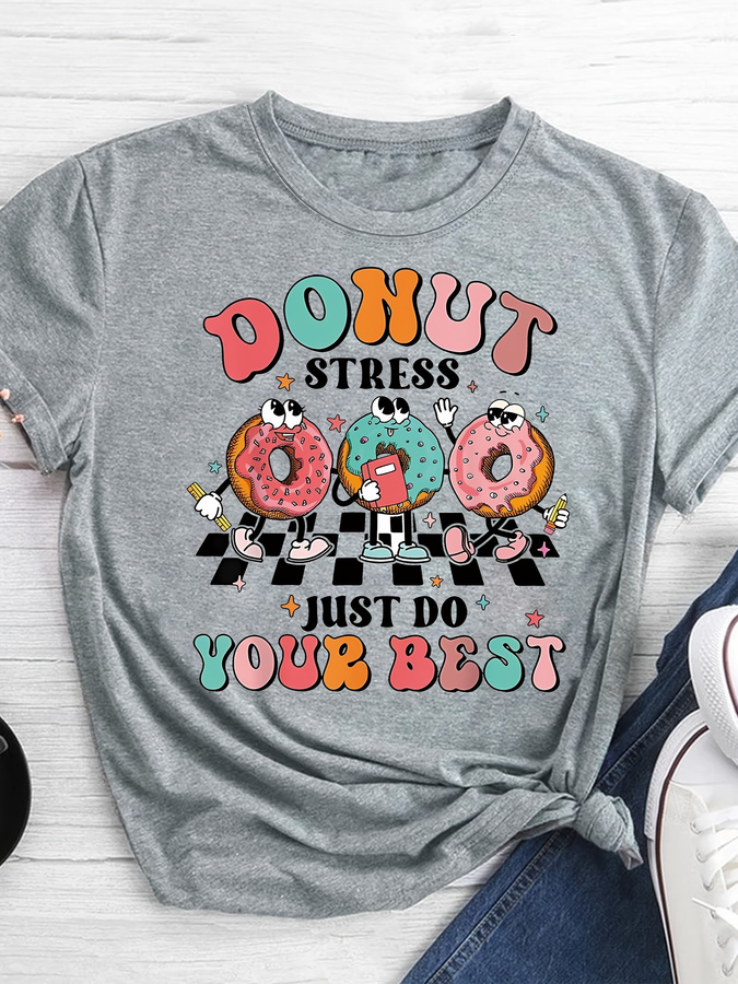 Summer Clothing Trends For Women 2026 - T-shirt imprimé dessin animé Donut, haut