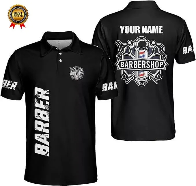 Polo de barbier à manches cour - Summer Clothing Name avis et prix