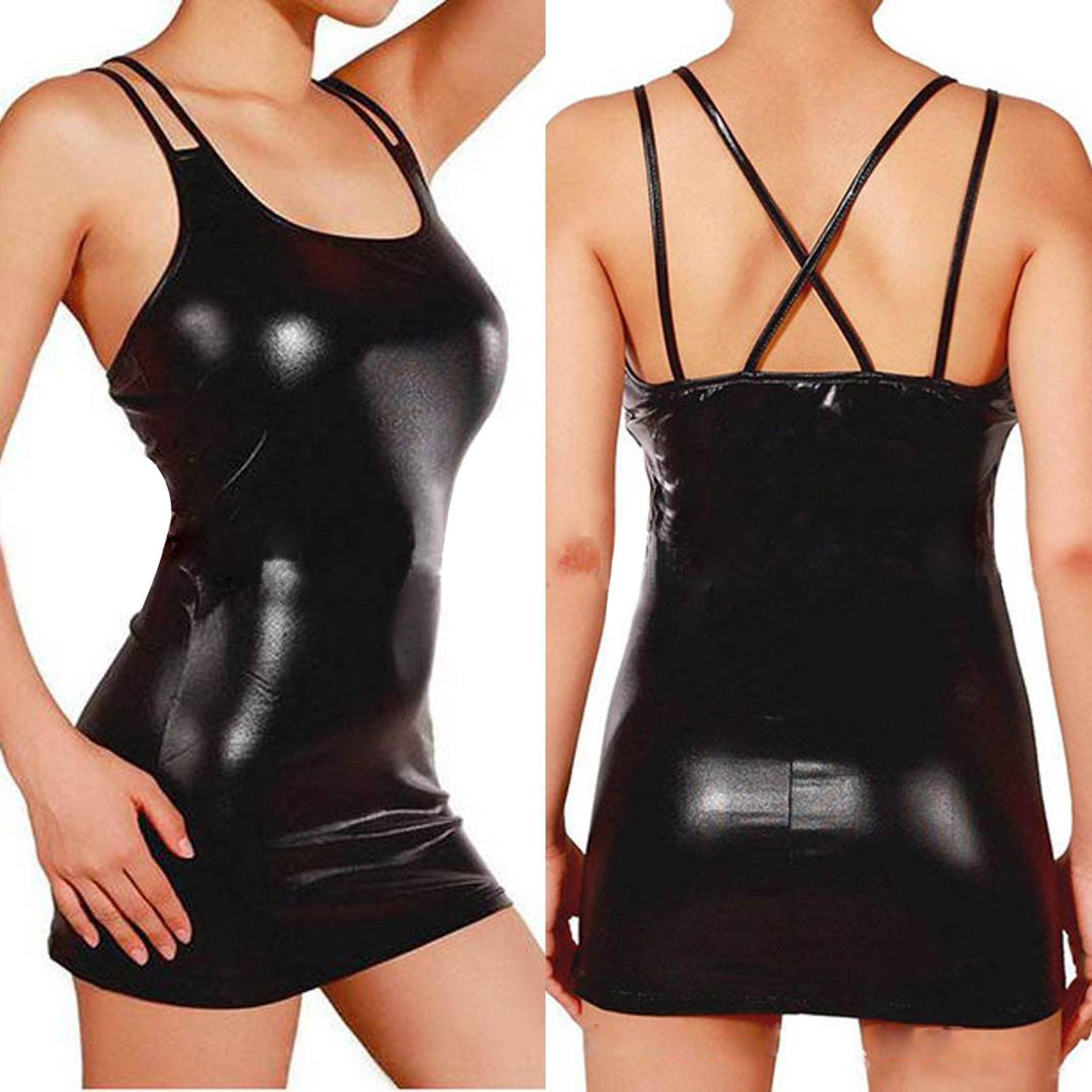 Mini robe en cuir PU métallisé - Womens Summer Clothing Uk avis et prix