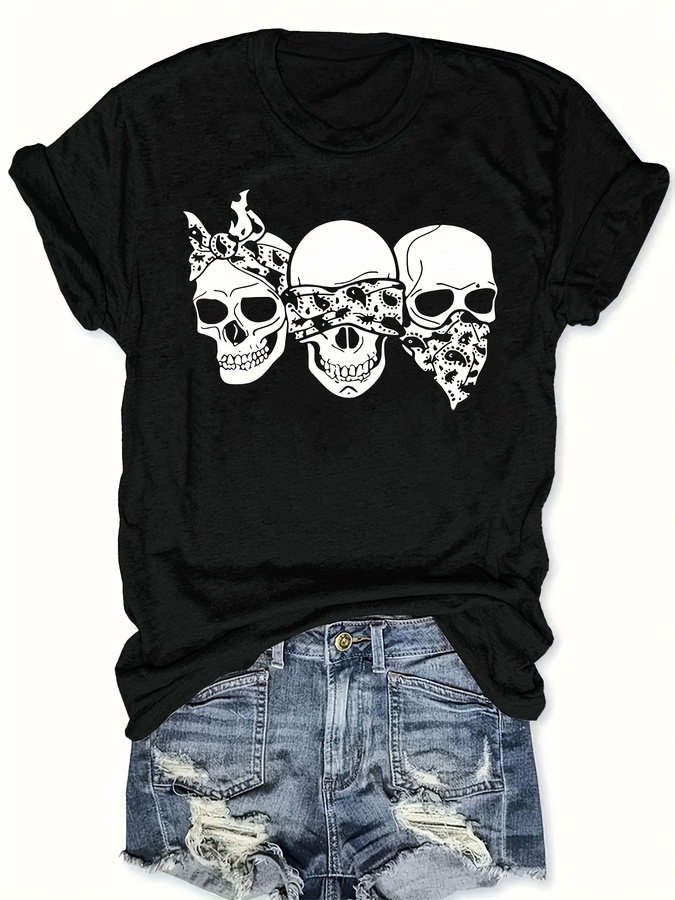 T-shirt Happy Cartoon Skull, c - Summer Clothing Trends For Women 2026 avis et prix